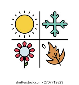 Saisonsymbol mit weißem Hintergrund, Vektorgrafik