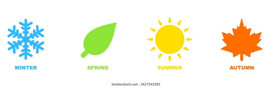 Season icon, winter, spring, summer, autumn.