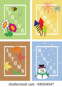 Season Icons - Design - Graphic - Vector Illustrations 
