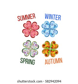 Season icons. Four Seasons of the year . Vector illustration.