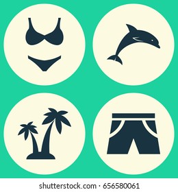 Season Icons Set. Collection Of Mammal, Smelting, Trees And Other Elements. Also Includes Symbols Such As Shorts, Smelting, Fish.