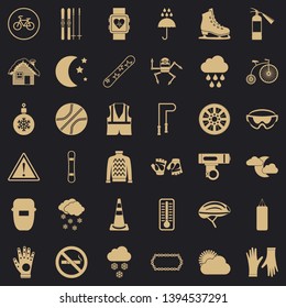 Season icons set. Simple style of 36 season vector icons for web for any design