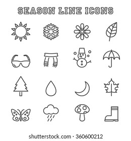 Season Line Icons, Mono Vector Symbols