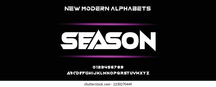 SEASON Modern Bold Font. Regular Italic Number Typography urban style alphabet fonts for fashion, sport, technology, digital, movie, logo design, vector illustration