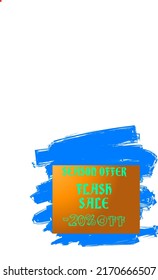 Season offer flash sale 20% off sign with blue stroke brush background. 