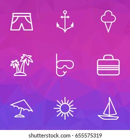 Season Outline Icons Set. Collection Of Ice Cream, Armature, Briefs And Other Elements. Also Includes Symbols Such As Parasol, Sunny, Palm.