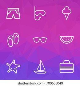 Season Outline Icons Set. Collection Of Briefs, Swimming , Handbag Elements. Also Includes Symbols Such As Cream, Ice, Glasses.
