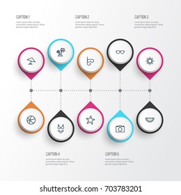 Season Outline Icons Set. Collection Of Photo, Beachwear, Melon And Other Elements. Also Includes Symbols Such As Swimming, Starfish, Underwear.