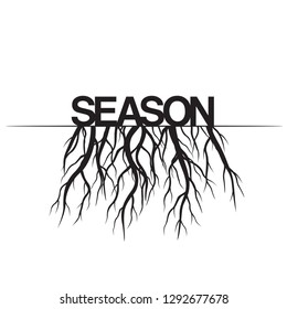 Season with Roots. Vector Illustration. Plant and Garden.