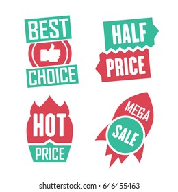 Season sale badges and tags bright design vector set for banners, promotional brochures, discount posters, shopping Flyer, clearance Advertising. collection sale objects and icons.