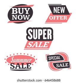 Season sale badges and tags bright design vector set for banners, promotional brochures, discount posters, shopping Flyer, clearance Advertising. collection sale objects and icons.