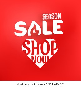 Season sale offer. Shopping banner template with gift boxes and abstract flowers. Shop now concept