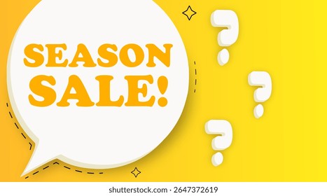 Season sale. Speech bubble with text. Business concept. 3d illustration. Pop art style. Vector line icon for Business and Advertising