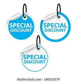 Season Sale Sticker or Label Present By Special discount on circle Isolated on White Background 