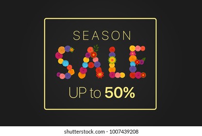 Season sale vector concept. Discount banner with abstract flowers