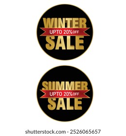 Season Sale Winter Summer Autumn Sale 3D Gold Ribbon Red