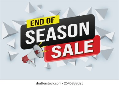 Season sale word mega phone concept vector illustration and 3d style, landing page, template, ui, web, mobile app, poster, banner, flyer, background, gift card, coupon, label, wallpaper

