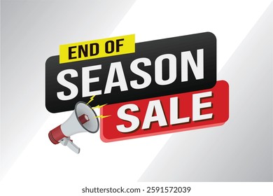 Season sale word mega phone concept vector illustration and 3d style, landing page, template, ui, web, mobile app, poster, banner, flyer, background, gift card, coupon, label, wallpaper

