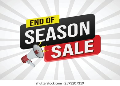 Season sale word mega phone concept vector illustration and 3d style, landing page, template, ui, web, mobile app, poster, banner, flyer, background, gift card, coupon, label, wallpaper

