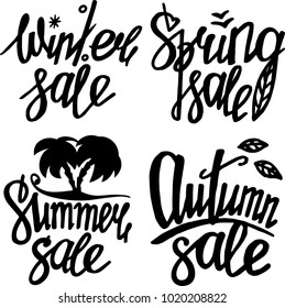 Season sales, doscounts. Vector illustration. Handwriting lettering for a shop and sale banners.