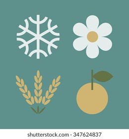 Season simple flat icons collection 