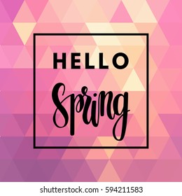 Season spring sale banner for online shopping with discount offer. Promotional email design poster. Rose gold geometric background with lettering.