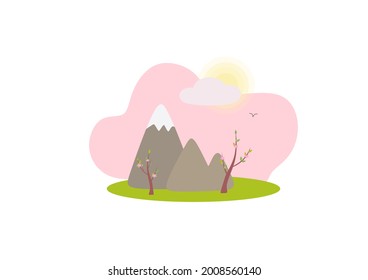 Season, spring, summer, colorful nature. Vector illustration