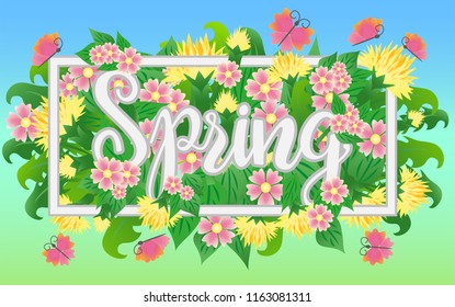 Season spring time banner, vector illustration
