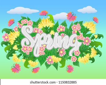Season spring time card, vector illustration
