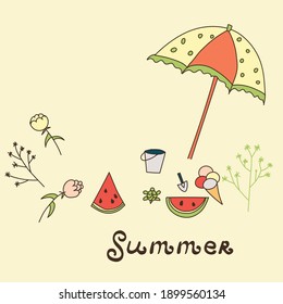 Season summer hand drawn elements
