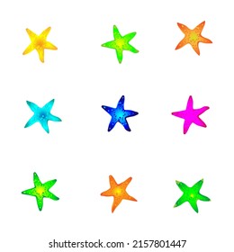 Season summer holiday, set of starfish icon element underwater sea abstract background vector illustration