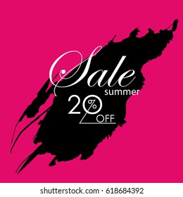 Season summer sale 20% off sign over grunge brush art paint.