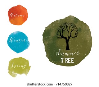 Juego de árboles de temporada. Colección de árbol vectorial.