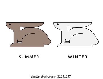 Season, two hares and words winter, summer