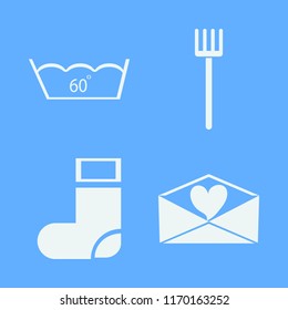 season vector icons set. with delicate gentle degrees, pitchfork, heart envelope and sock in set