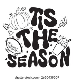It's The Season Vector Illustration with Fall and Football Elements
