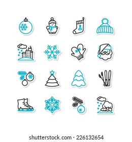 Season - winter. Set of pictures. A vector.