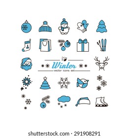 Season - winter. Set of pictures. A vector.