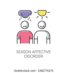 Seasonal Affective Disorder Color Icon. Mood Swing. Emotional Change. Manic And Depressive Episodes. Anxiety. Low Energy. Mental Health. Psychological Problem. Isolated Vector Illustration