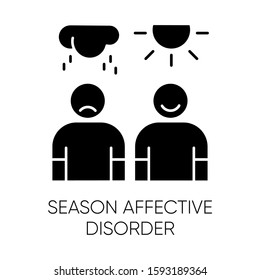 Seasonal Affective Disorder Glyph Icon. Mood Swing. Emotional Change. Manic And Depressive Episodes. Anxiety. Mental Health. Silhouette Symbol. Negative Space. Vector Isolated Illustration