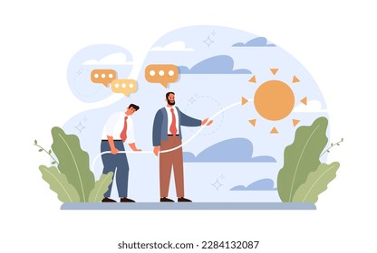 Seasonal affective disorder. Lack of sunshine and short daylight hours. Character suffers from seasonal depression. Mental health problem concept. Flat vector illustration