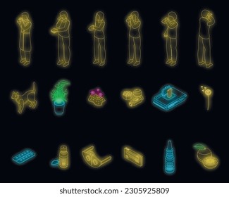 Seasonal allergy icon. Isometric of seasonal allergy vector icon neon color on black