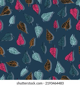 seasonal autumn fallen yellowed leaves vector seamless pattern for fabrics, prints, packaging and cards