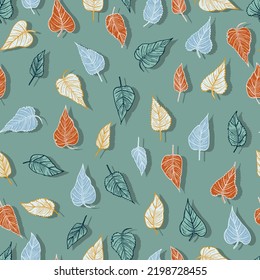 seasonal autumn fallen yellowed leaves vector seamless pattern for fabrics, prints, packaging and cards