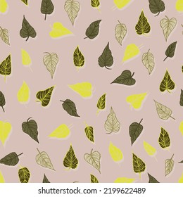 seasonal autumn fallen yellowed leaves vector seamless pattern for fabrics, prints, packaging and cards