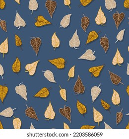 seasonal autumn fallen yellowed leaves vector seamless pattern for fabrics, prints, packaging and cards