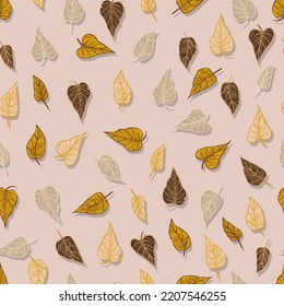 seasonal autumn fallen yellowed leaves vector seamless pattern for fabrics, prints, packaging and cards