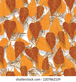 seasonal autumn fallen yellowed leaves vector seamless pattern for fabrics, prints, packaging and cards
