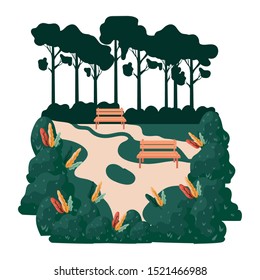 seasonal autumn park landscape scene vector illustration design