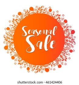 seasonal autumn sale design with orange maple leaf on background hello gold template